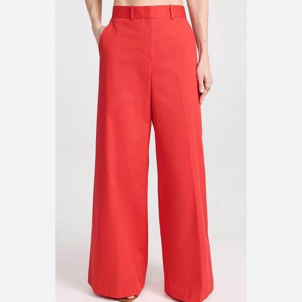 Theory Womens Red High Rise Stretch Wide Leg Pants Soft Chino NWOT Size 6